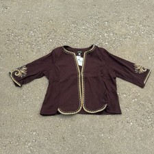 Bob Mackie cardigan plus size 3X Brown rose flower wearable art 3/4 sleeve NEW