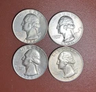 90% Silver Washington Quarters- 4 Coin Lot- Exact Coins Pictured, 1964