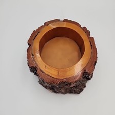 Vintage Small Primitive Hand Carved Oval Wood Bowl Rustic Trinket Cottage 7"