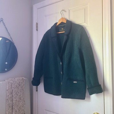 Vtg Giesswein Austria Boiled Wool Jacket Sz 44 Hunter Green Dark Academia Money