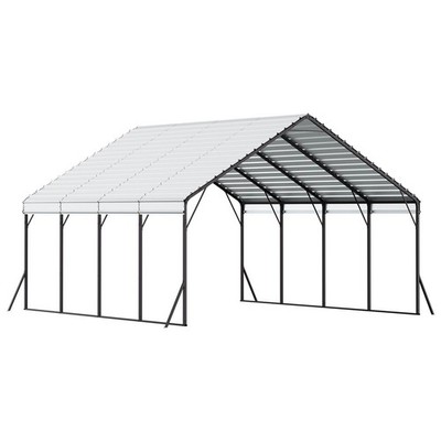20x20ft Q195 Steel Carport Waterproof Roof, Rust-Resistant Frame, PE Walls