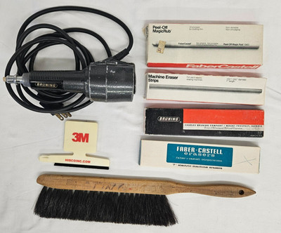 Bruning Electric Drafting Eraser Machine Faber Castell Magic Rub Brush vintage