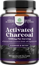 Activated Charcoal Pills 180 Count Natural Digestive And Colon Cleanser Support