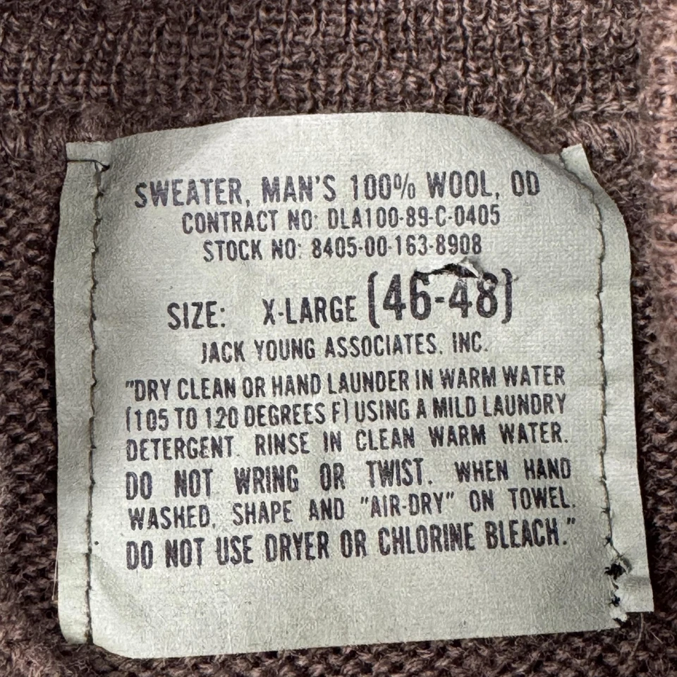 Suéter de Lana Militar de Estados Unidos De Colección Para Hombres X-Grande Oliva Drab 5 Botones Pullover Años 80 Foto 4 de 4