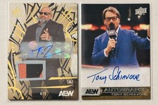 2025 AEW Upper Deck Game Used SP 2x AUTO lot - Taz /5 Patch & Tony Schiavone
