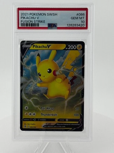 Pikachu V 86/264 Ultra Rare Fusion Strike Pokemon TCG Gem Mint PSA 10 Low Pop!