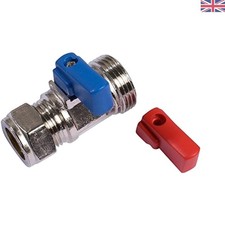 Silver Washing Machine & Dishwasher Valve Connector - Hot & Cold Water Tap Fi...