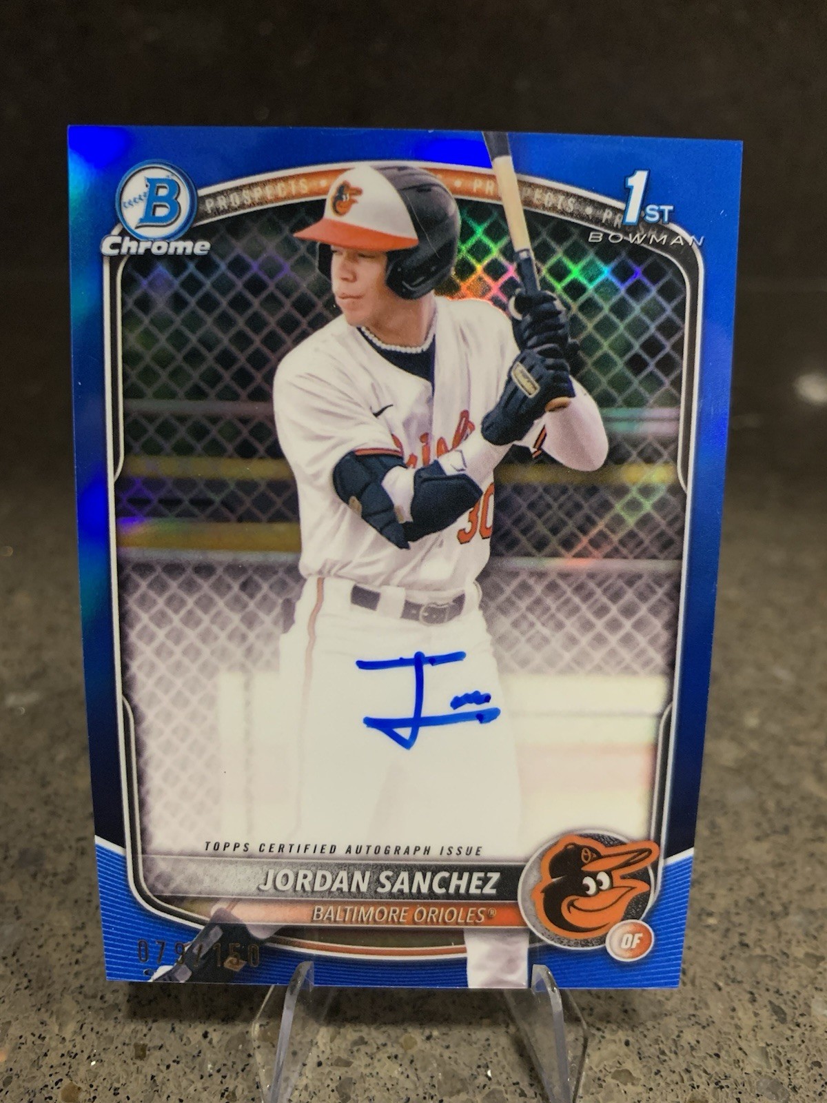 2025 Bowman Chrome Jordan Sanchez 1st Bowman Auto True Blue Refractor #’d /150