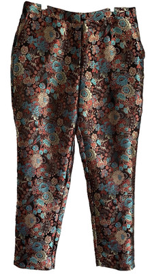 NEW Fashion Nova Luxe Pants Trousers sz 1X Black Multi Asian Floral 38 x 32.25