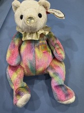 1 Ty Beanie Baby June The Birthday Bear 2001 Rainbow Colorful Stuffed Animal Toy