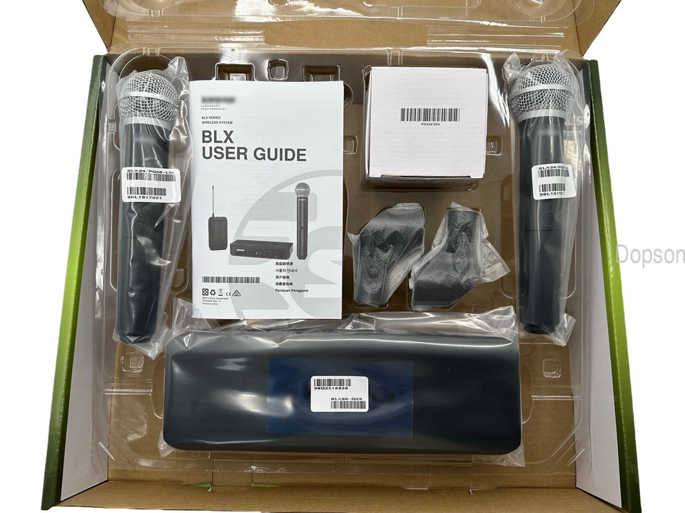 Sistema de micrófono inalámbrico de mano viene con 2 micrófonos BLX288/PG58 en stock Foto 4 de 4