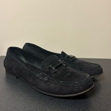 Salvatore Ferragamo Womens Gancini Bit Black Suede Leather Loafers Size 7