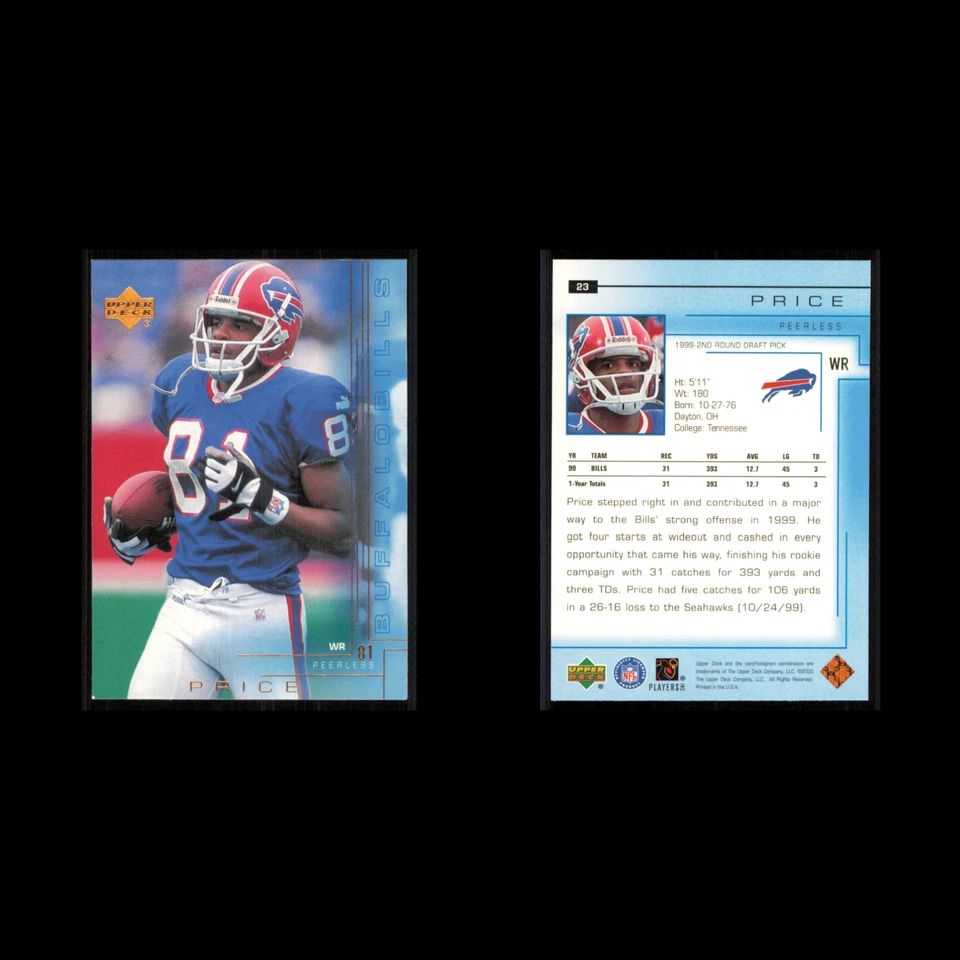 Peerless Price #23 2000 Upper Deck Buffalo Bills Football Card NFL NM - Image 3 of 3