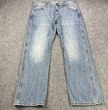 Wrangler Jeans Mens 36x32 Blue Retro Slim Fit Straight Cowboy Boot Western Denim