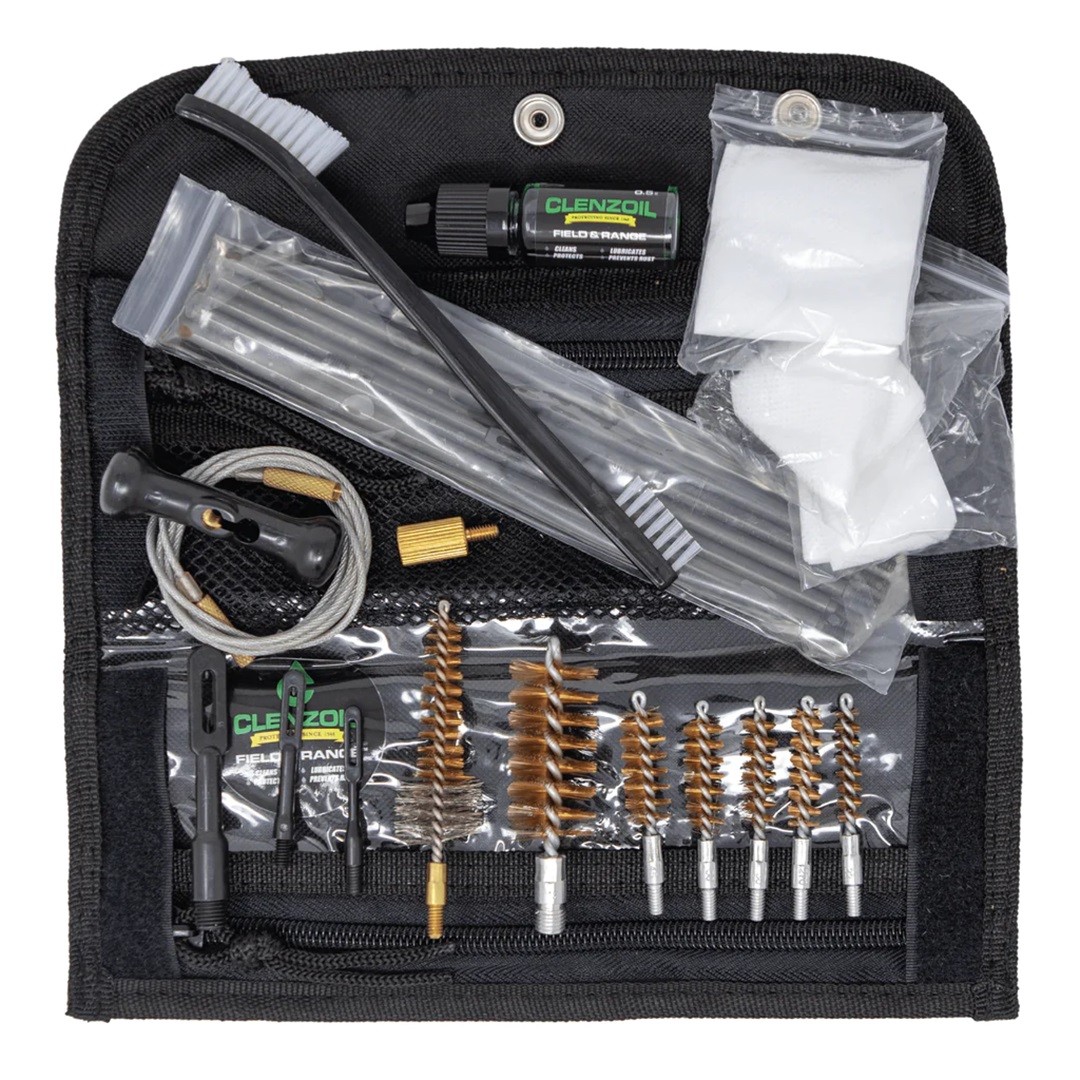Clenzoil Shotgun Rifle Pistol Field Cleaning Kit Mop Oil Bore Brush Patches Pull