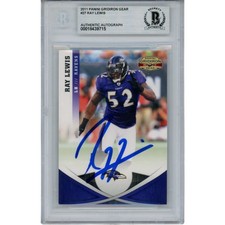 Ray Lewis Autographed 2011 Gridiron Gear #27 Trading Card Slab Beckett 53497