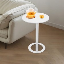 Round Side Table with O-shaped Base, Side Table for Small Spaces Couch End Table
