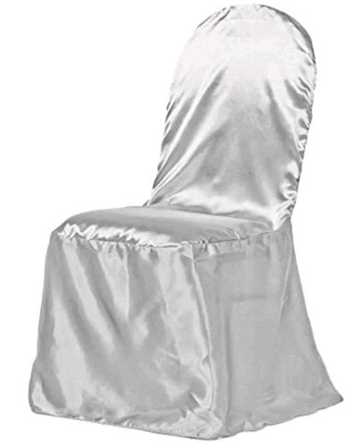 Wedding Chair Covers Linen tablecloth Satin Banquet Chair Cover Silver 30 Covers - Picture 1 of 3