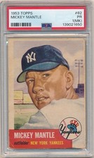 MICKEY MANTLE 1953 TOPPS BASEBALL CARD #82 NEW YORK YANKEES PSA 1 PR (MK)