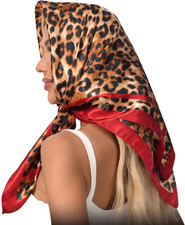 Leopard Print Head Scarf for Women like Silk Satin Scarf for Hair Wrapping at Ni