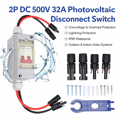 Solar Panel Disconnect Switch 32 Amp Breaker Box DC Circuit Breaker 500V Switch