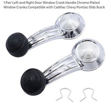 1 Pair Door Window Crank Handles Left Right Chrome For Cadillac Chevy Buick