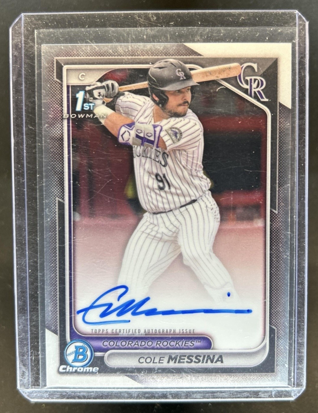 2024 Bowman Draft Cole Messina Chrome Auto 1st Prospect #CPA-CME Rockies