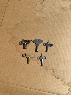 Vintage/Antique Clock Keys Winding Keys Lot of 5, Smith, Germany...