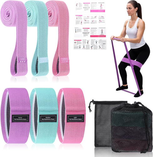 6PCS Fabric Resistance Bands for Legs, 3 Strength Level Elastic Stretching Assis - Picture 10 of 12