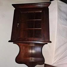 Vintage Bombay Company Mahogany Wall Corner Curio Cabinet Cupboard Shelf 