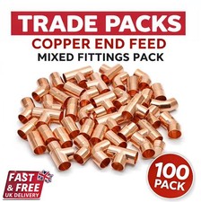 100 X 15MM COPPER END FEED MIXED FITTINGS PACK JOB LOT PLUMBING/DIY/COPPER PIPE