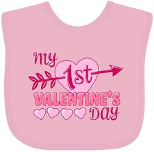 Inktastic My First Valentine's Day With Pink Heart And Arrow Baby Bib Kids