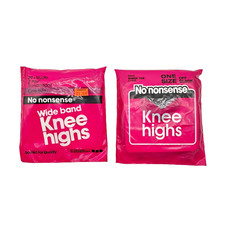 2 Vintage No Nonsense Knee Highs 2 Pair Per Pack New Old Stock Off Black  Nude