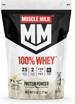 100% Whey Protein Powder, Vanilla, 5 Pound, 68 Servings, 25G Protein, 2G Sugar,