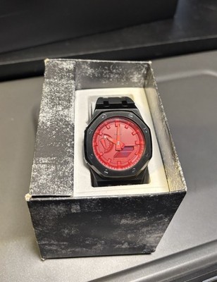Casio G-Shock GA-2100 Custom Watch Black Case Red Face