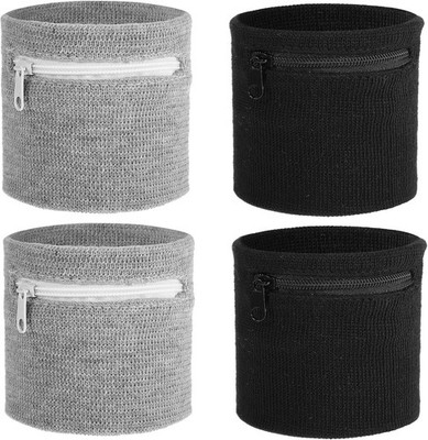 4 Stück Schweißband Handgelenk Schweißband Sport Wristband Reißverschluss Han