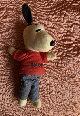 Vintage 1960's Cloth Jeans Wearing Stuffed Snoopy ( Peanuts ) Dog