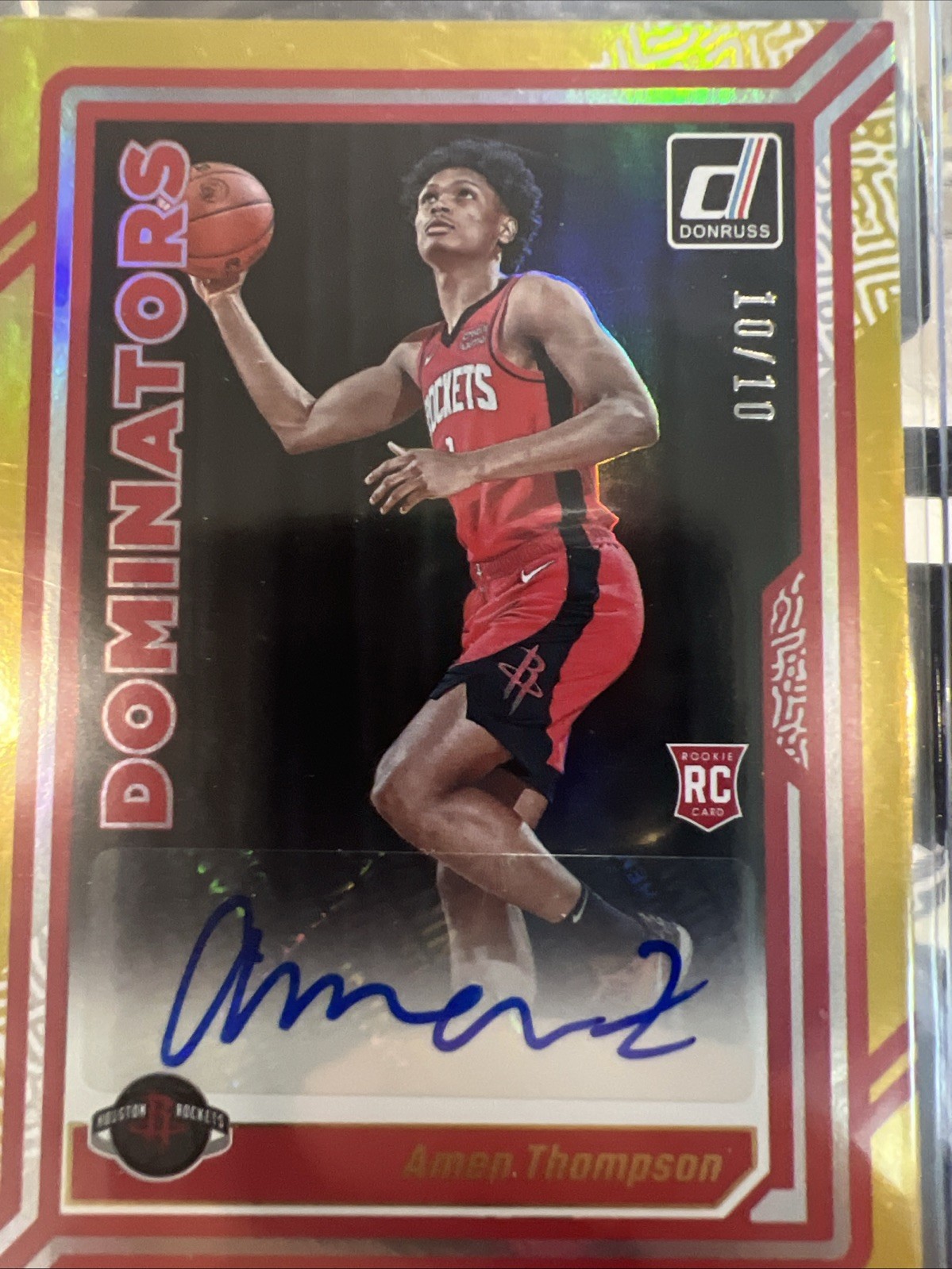 2023-24 Panini Donruss  Rookie Dominators Auto  Amen Thompson  Gold /10 (AU, RC)