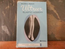 Vintage Bauer  Black Ultrasheer Stockings Beige Size 9
