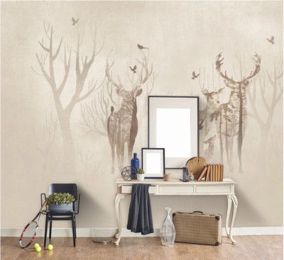 3D Elk Silhouette ZHUA40830 Wallpaper Wall Murals Removable Self-adhesive Ann