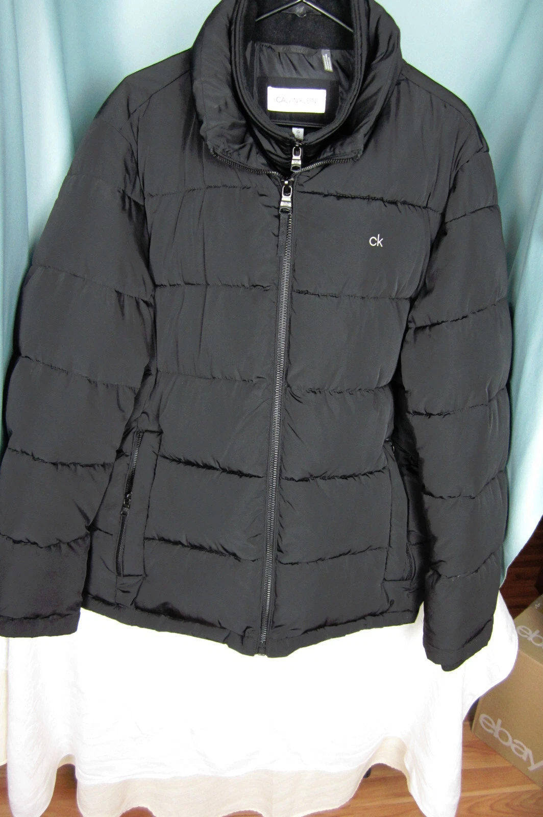 Clavin Klein Mens Jacket LG black Winter Lined Lightweight Polyester New