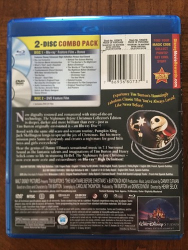 The Nightmare Before Christmas (Blu-ray/DVD, 2010, 2-Disc Set, Collectors Ed! - Picture 2 of 7