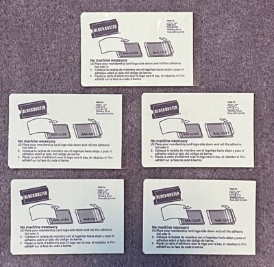 lot of 5 VINTAGE Blockbuster Video Membership Card Laminate Sleeves FREE SHIP!!