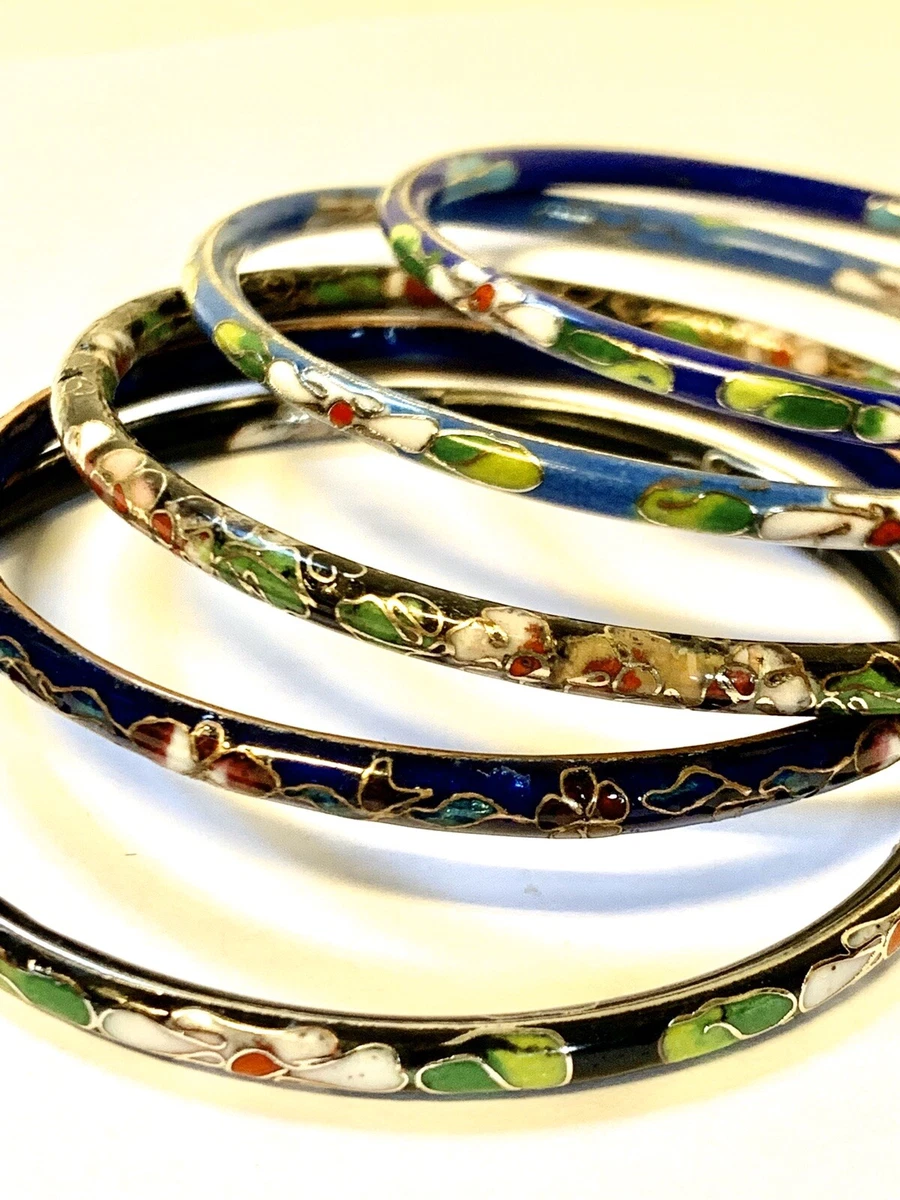 Vintage Chinese Cloisonne Bangle Bracelet Lot Of 5 eBay