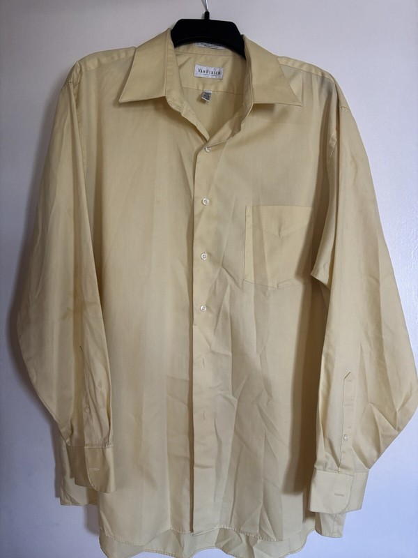 Van Heusen Oxford Mens Yellow Dress Shirt 17 / 34-35     #543