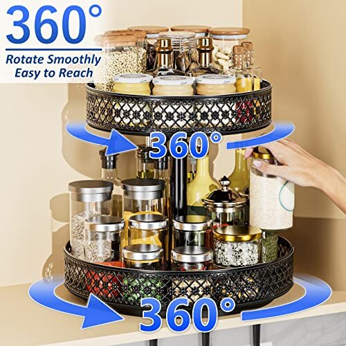 Creso Hom Lazy Susan Organizer 2 Tier Rotating Spice Racks