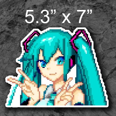 Pixelated Hatsune Miku Sticker Kawaii Hatsune Pixel Sticker Hatsune Miku Peeker