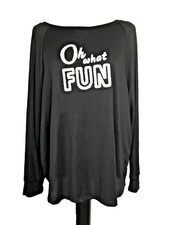 SECRET TREASURES SOFT Hacci KNIT Black Embroidered Long Sleeve Soft Top Sz 2X