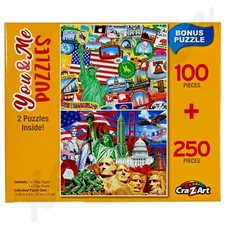 You & Me Puzzles, American Sticker Collage 100 Pcs + Made in America 250 Pcs
