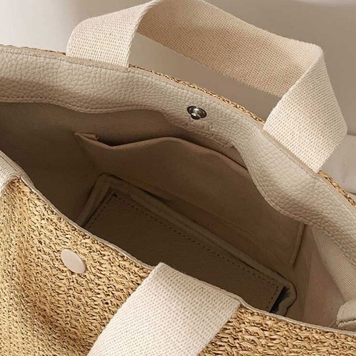 Casual Beach Straw Bag Large Capacity Shoulder Bag 2025 Straw Woven Bag Summer - Picture 5 of 14